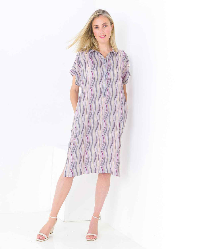 Teresa Patterned Viscose Short Sleeve Tunic Dress - The Classic Boutique