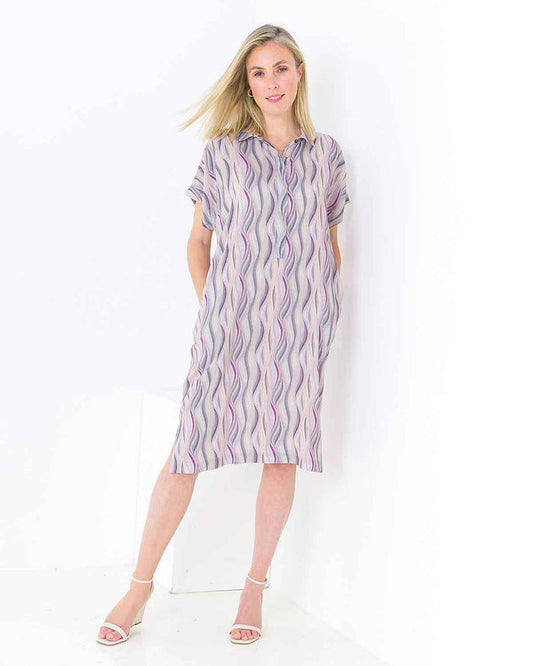 Teresa Patterned Viscose Short Sleeve Tunic Dress - The Classic Boutique