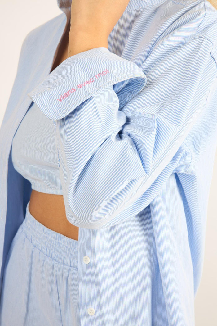 The Everyday Boyfriend Shirt - Blue Pinstripe