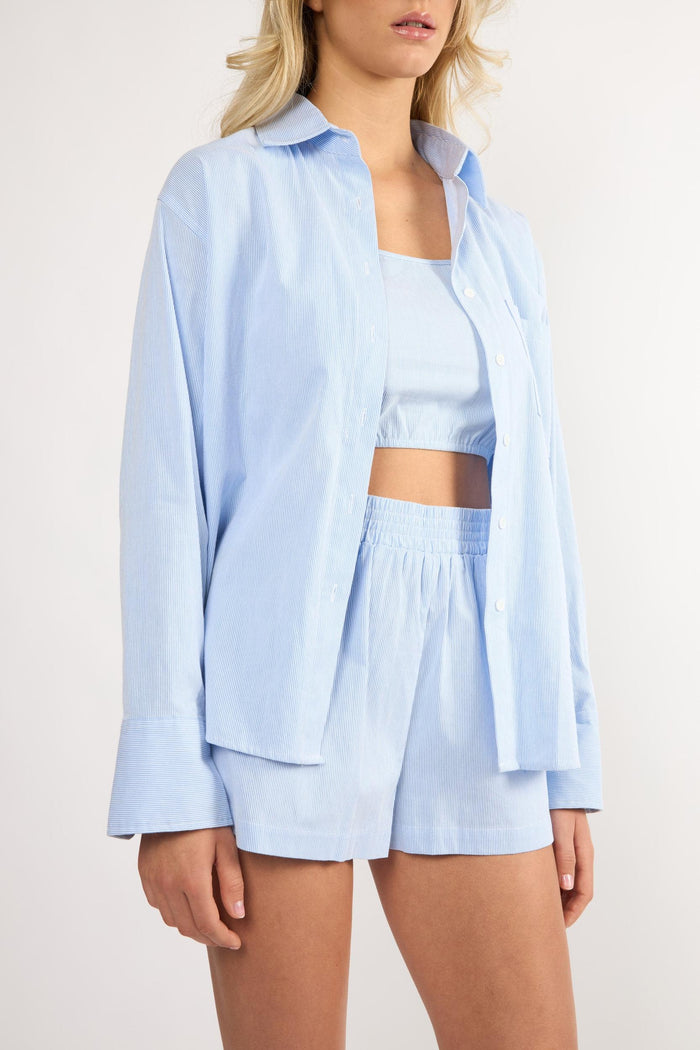 The Everyday Boyfriend Shirt - Blue Pinstripe
