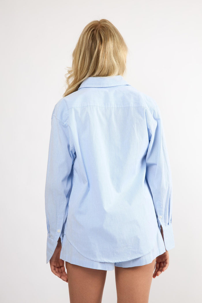The Everyday Boyfriend Shirt - Blue Pinstripe