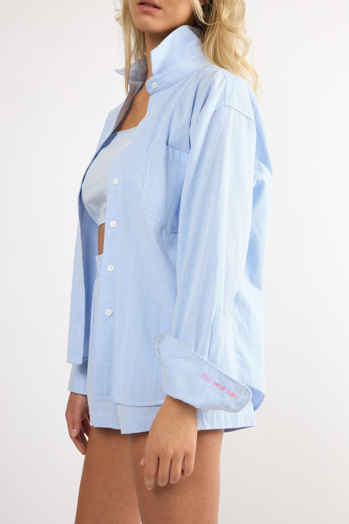 The Everyday Boyfriend Shirt - Blue Pinstripe