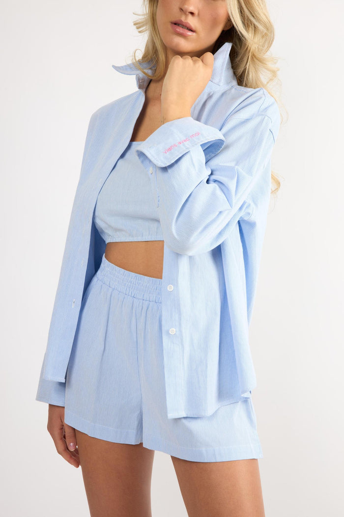 The Everyday Boyfriend Shirt - Blue Pinstripe