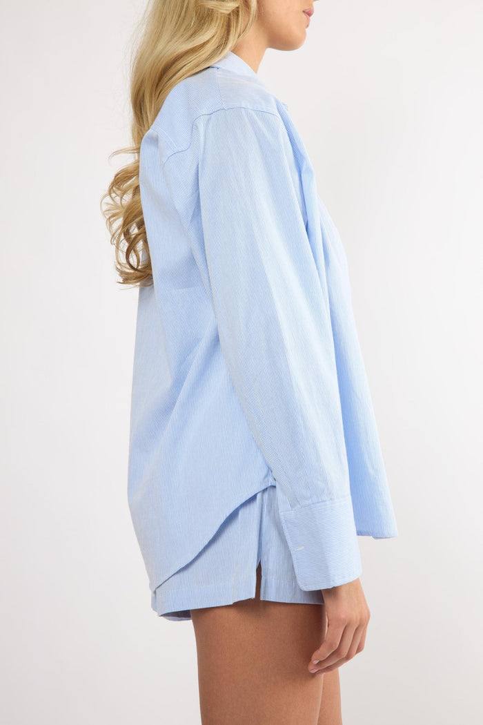 The Everyday Boyfriend Shirt - Blue Pinstripe