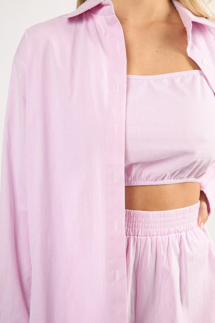 The Everyday Boyfriend Shirt - Pink Pinstripe