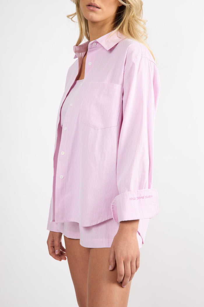 The Everyday Boyfriend Shirt - Pink Pinstripe