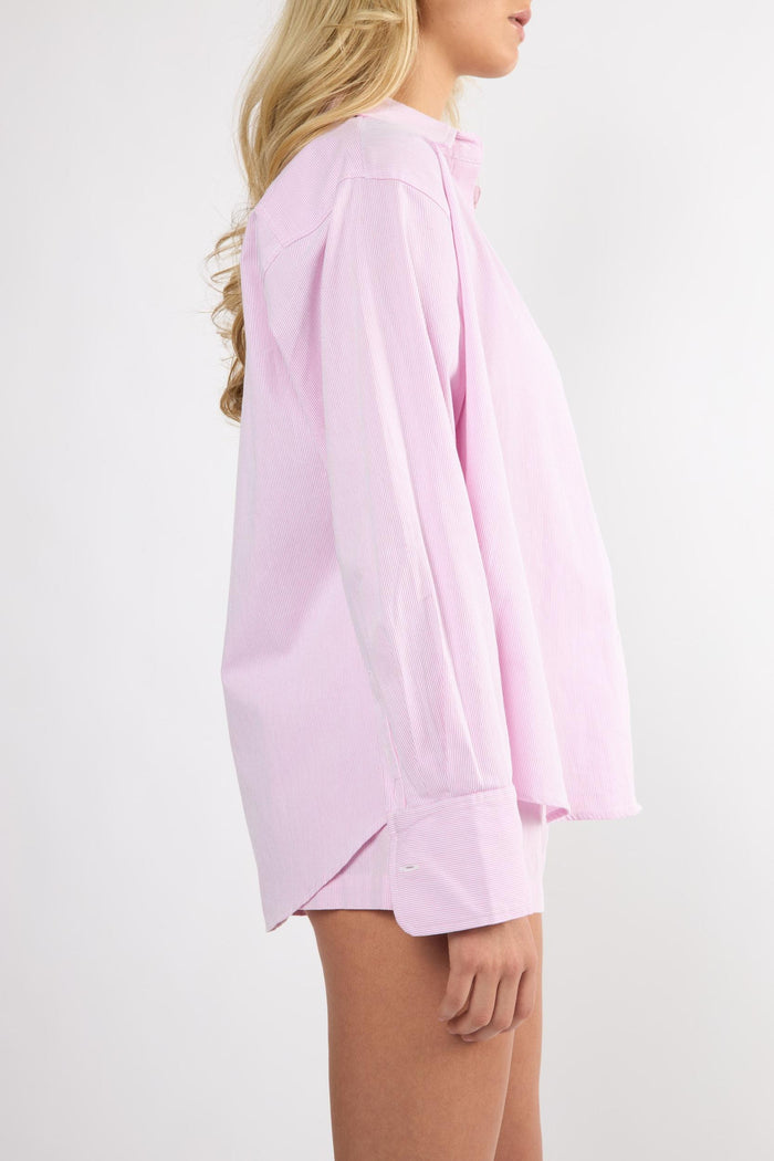 The Everyday Boyfriend Shirt - Pink Pinstripe