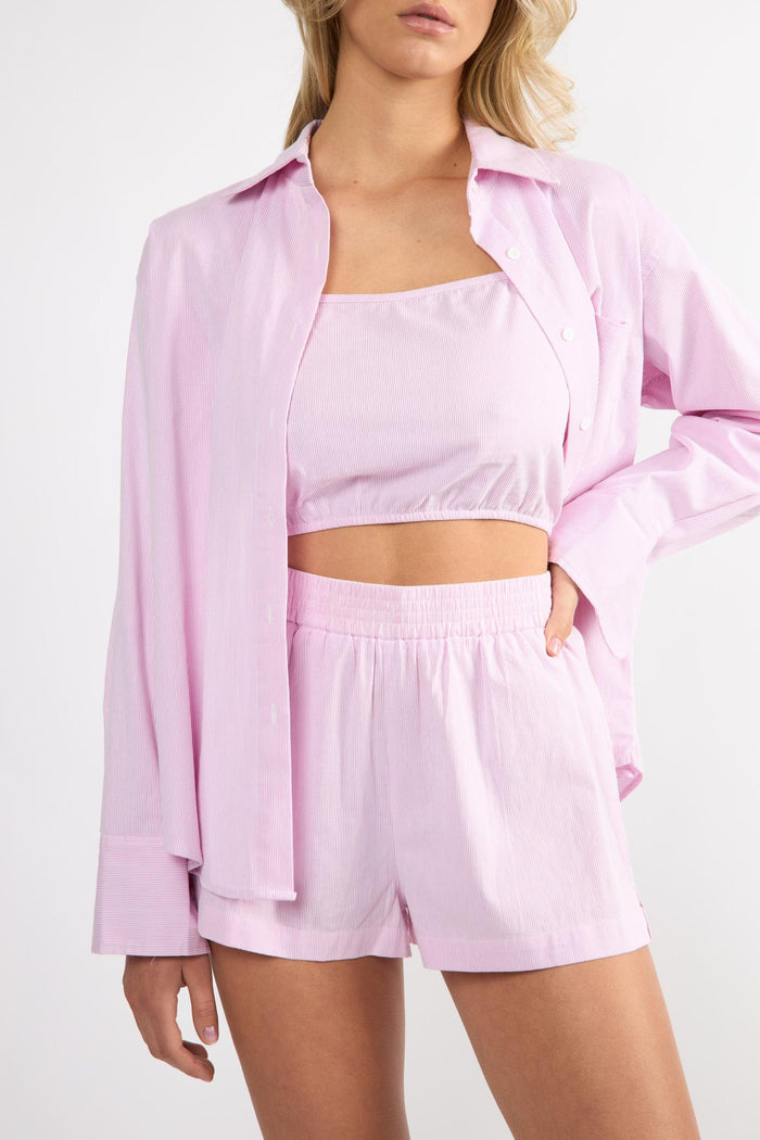 The Everyday Boyfriend Shirt - Pink Pinstripe