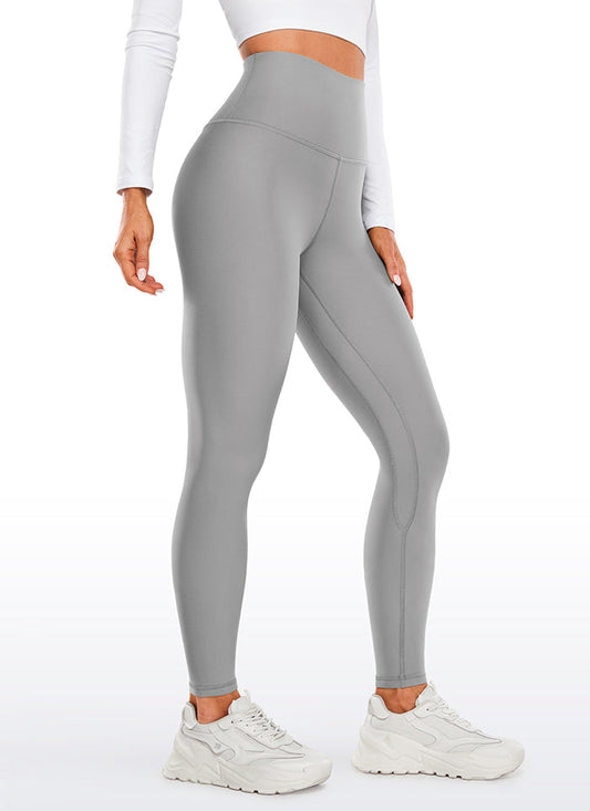 CRZ YOGA Women's Winter High Rise Thermal Fleece Lined Leggings 28'' Rhino Grey