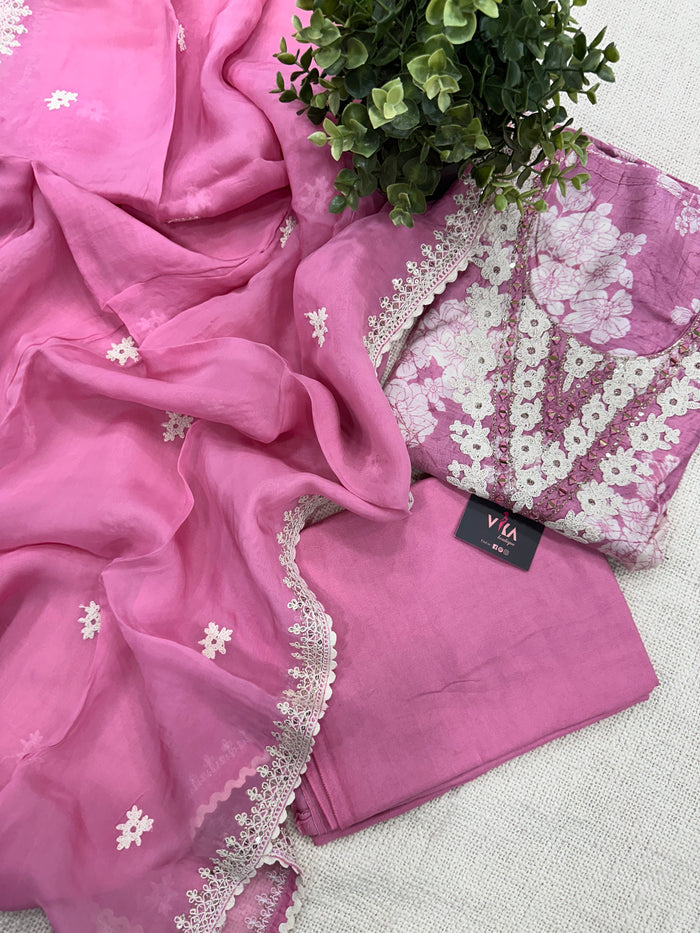 Thread work muslin salwar material