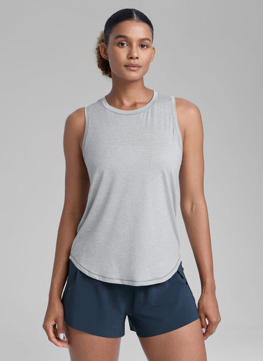 CRZ YOGA Women's Running Relaxed Fit Ultralight Tank Top Racerback Silver Mist