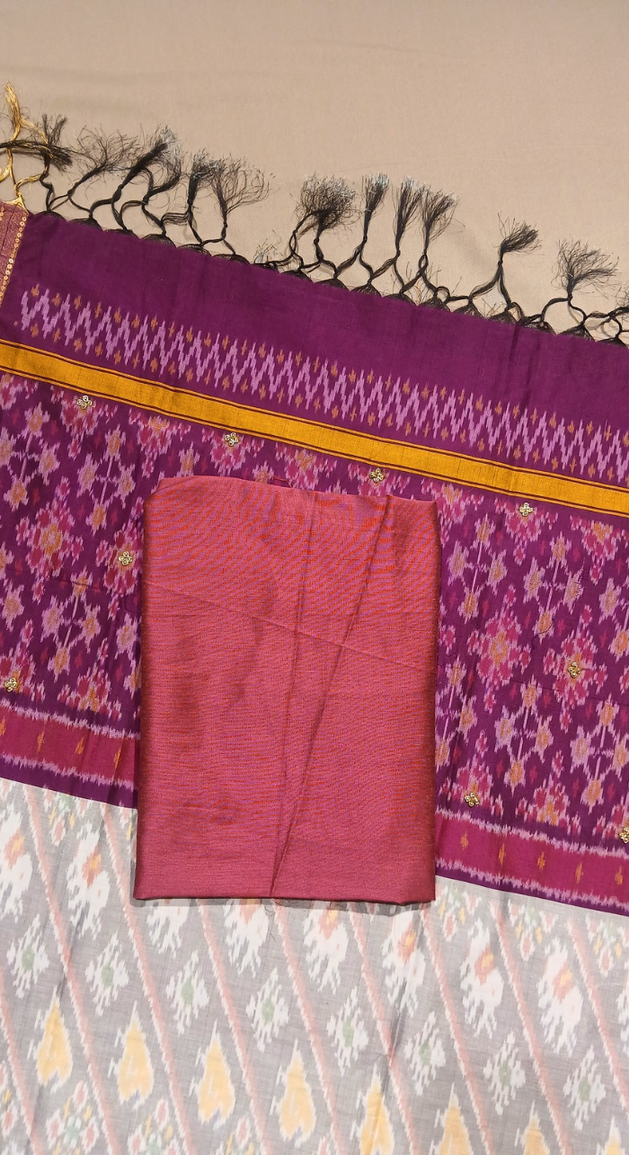 Varnika Bloom Ikkat pure silk unstitched Suit