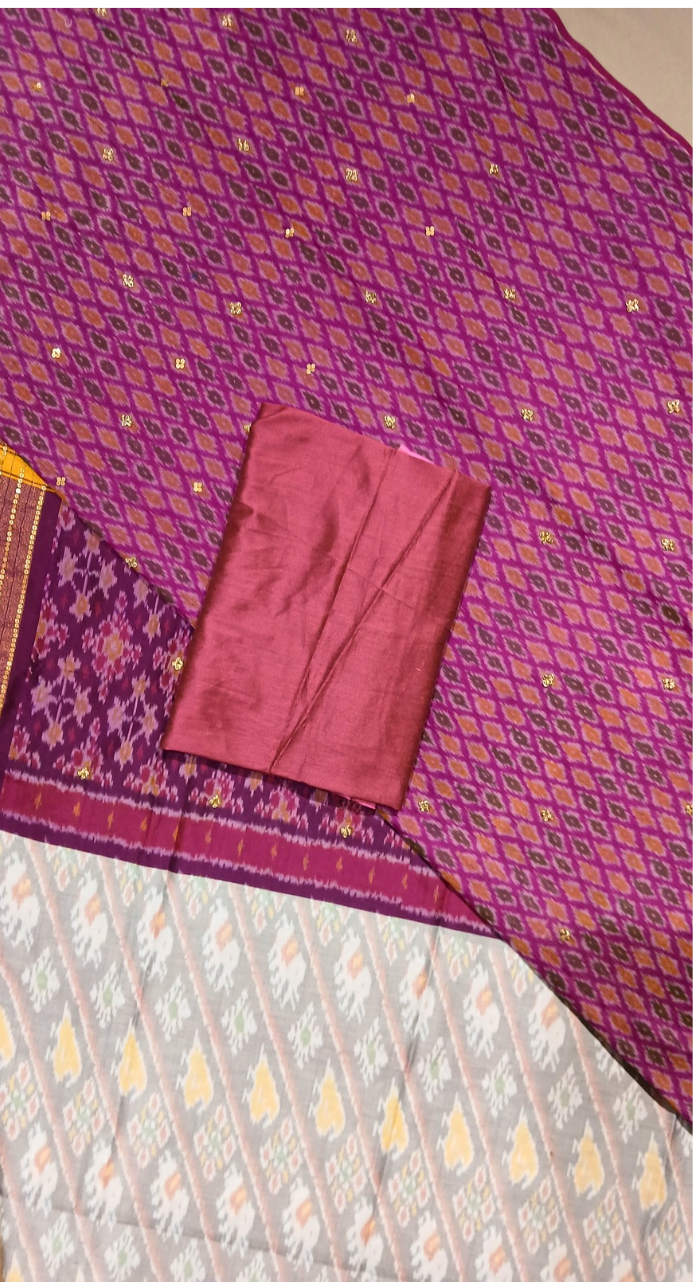 Varnika Bloom Ikkat pure silk unstitched Suit