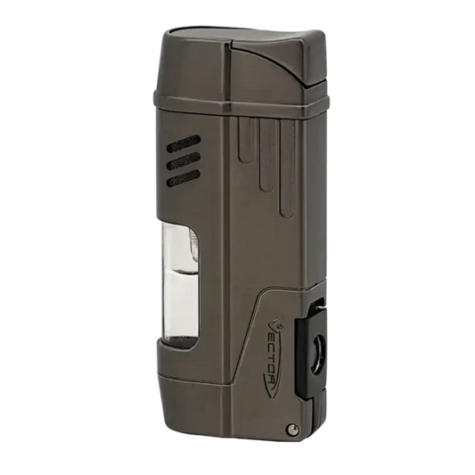 Vector Delta Gunmetal Satin Double Torch Lighter With Punch - Delta2