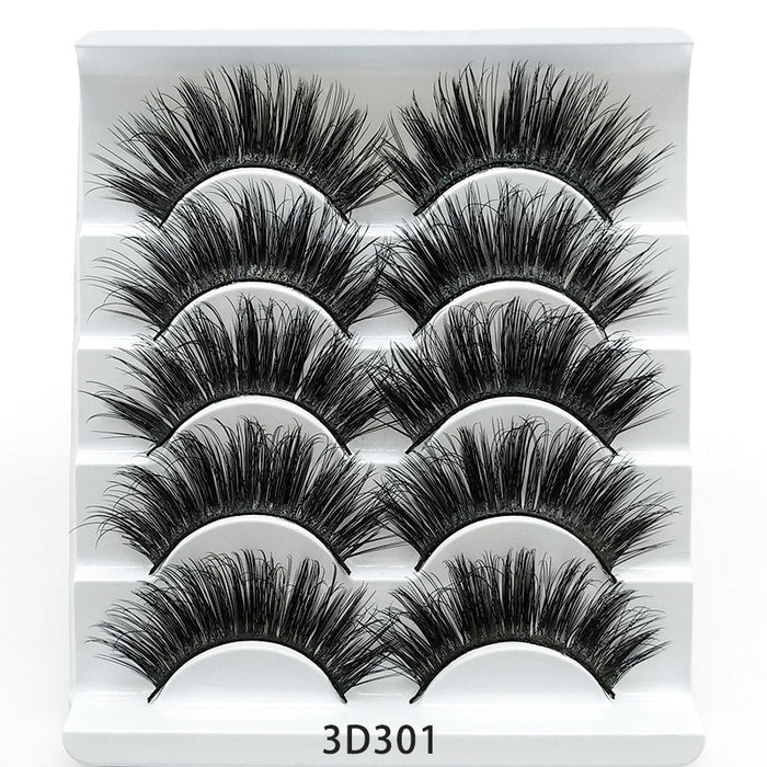 💋Velora 3D Mink False Eyelashes – Soft Cotton Band, 5 Pairs Glam Set