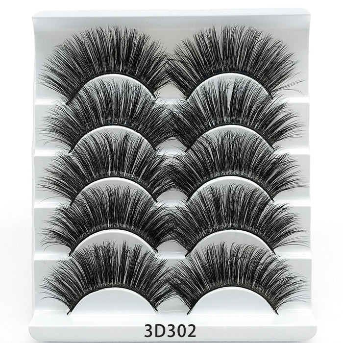 💋Velora 3D Mink False Eyelashes – Soft Cotton Band, 5 Pairs Glam Set