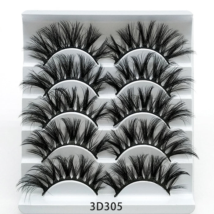 💋Velora 3D Mink False Eyelashes – Soft Cotton Band, 5 Pairs Glam Set