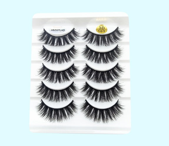 💋Velora 3D Mink False Eyelashes – Soft Cotton Band, 5 Pairs Glam Set