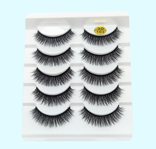 💋Velora 3D Mink False Eyelashes – Soft Cotton Band, 5 Pairs Glam Set