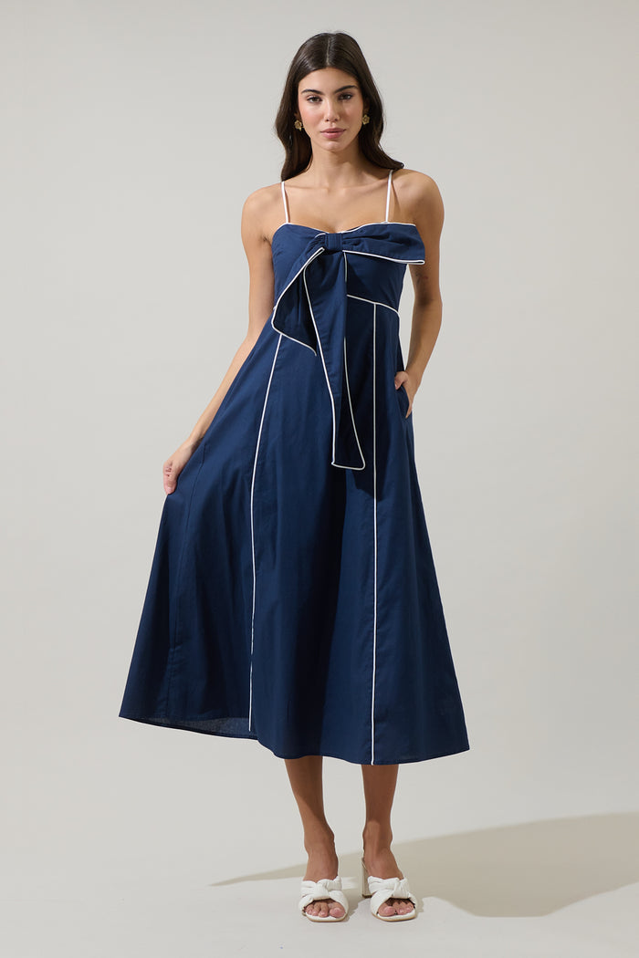 Viona Contrast Empire Midi Dress