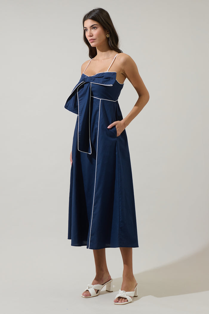 Viona Contrast Empire Midi Dress