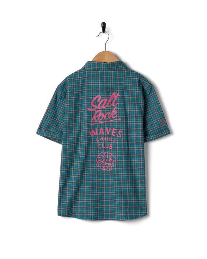 Waves Wheels Club Kids Short Sleeved Shirt in Dark Green