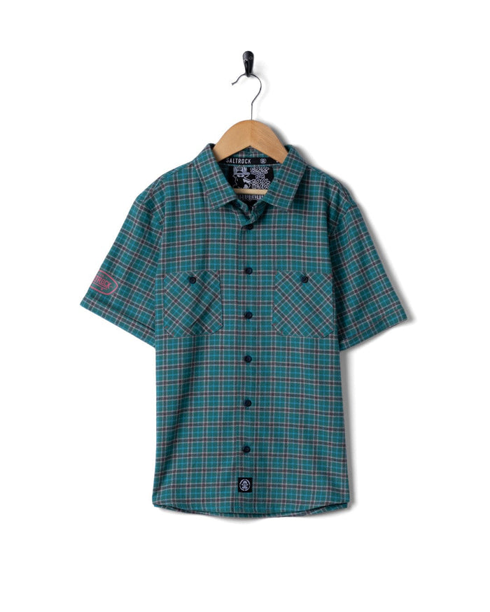 Waves Wheels Club Kids Short Sleeved Shirt in Dark Green