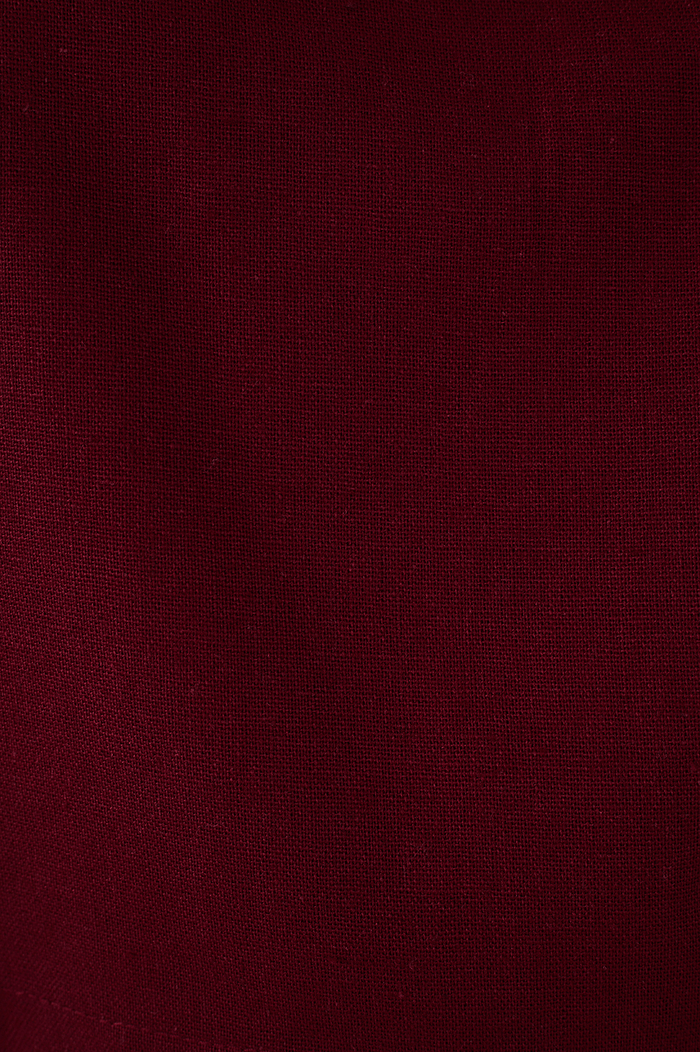 Wine Bossa Square Neck Crochet Trim Linen Crop Top_6