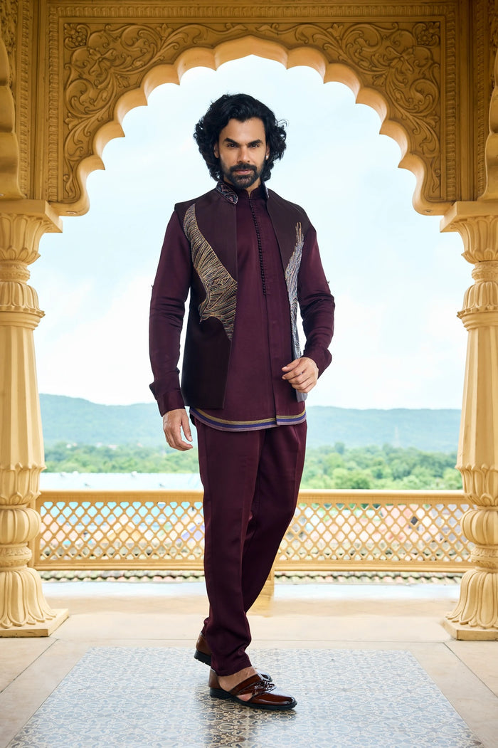 designer short jacket kurta set