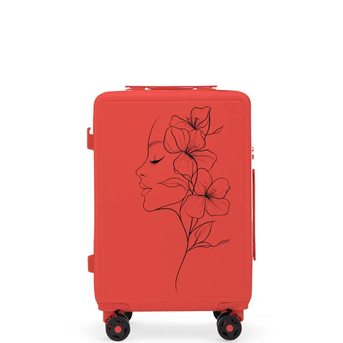 Walizka kabinowa Wings ABS+ 20" Customized  RED FLOWER customized