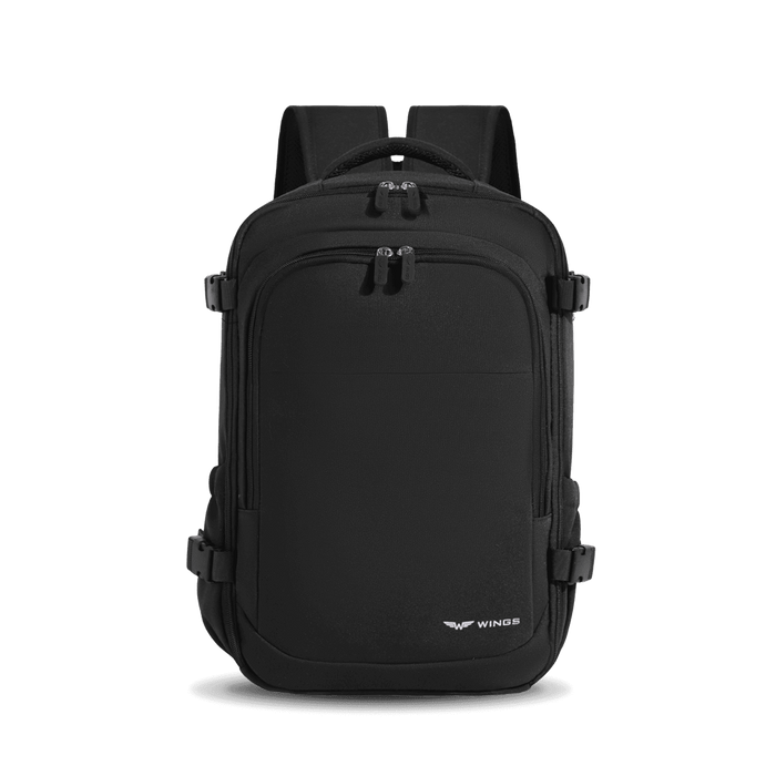 WINGS cabin backpack carry-on luggage for Ryanair and Wizz Air, lightweight travel backpack BLACK
