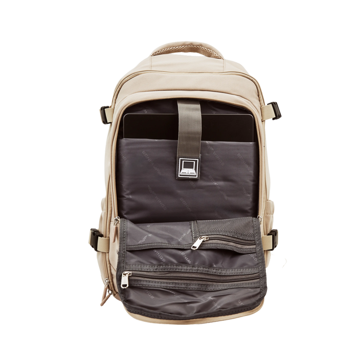 Plecak kabinowy WINGS  bagaż podręczny Ryanair i Wizz Air, lekki plecak podróżny KHAKI CABIN BACKPACK