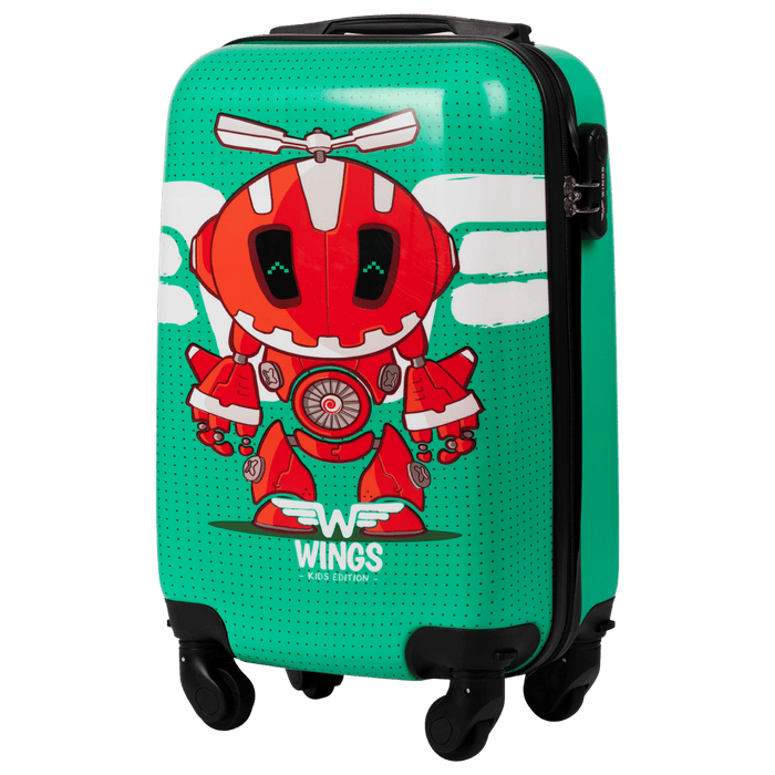 WALIZKA KIDS KABINOWA TWARDA WINGS GREEN ROBOT XS 18" KIDS COLLECTION