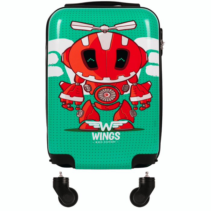 WALIZKA KIDS KABINOWA TWARDA WINGS GREEN ROBOT XS 18" KIDS COLLECTION