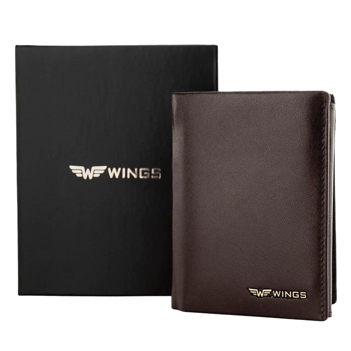 WINGS Męski portfel ze skóry naturalnej Brown LEATHER COLLECTION