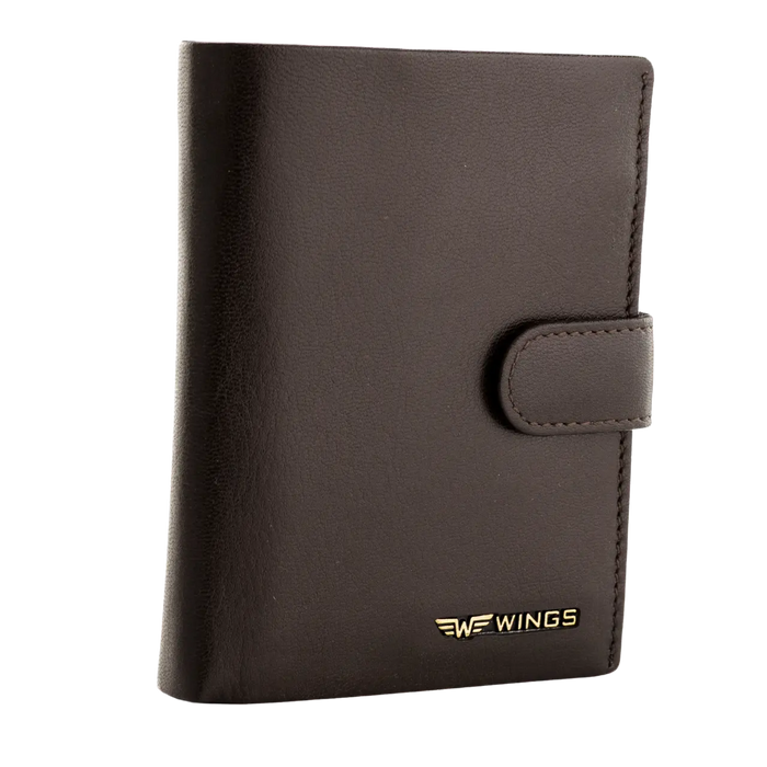 WINGS Męski portfel ze skóry naturalnej zapinany Brown LEATHER COLLECTION
