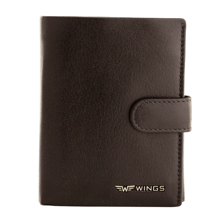 WINGS Męski portfel ze skóry naturalnej zapinany Brown LEATHER COLLECTION