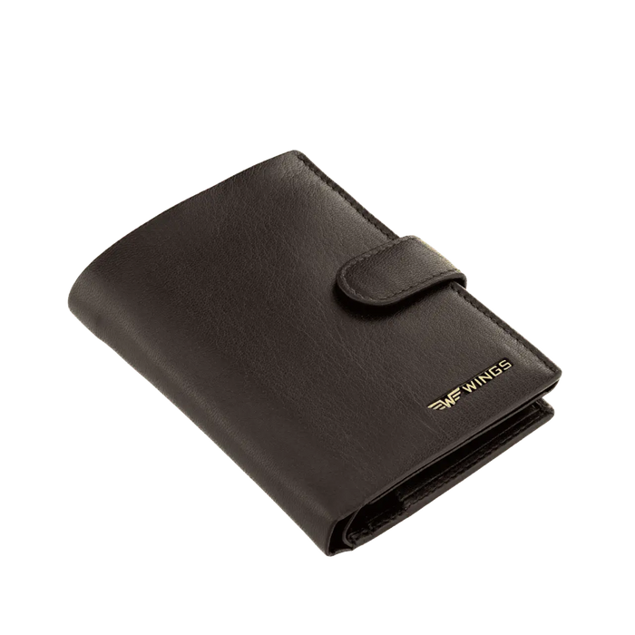 WINGS Męski portfel ze skóry naturalnej zapinany Brown LEATHER COLLECTION