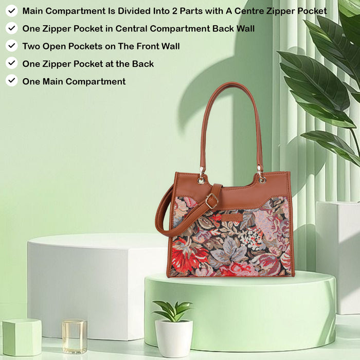Women’s floral tapestry vegan?leather crossbody satchel for travel, office, work, and daily use — Canada & USA-feature image