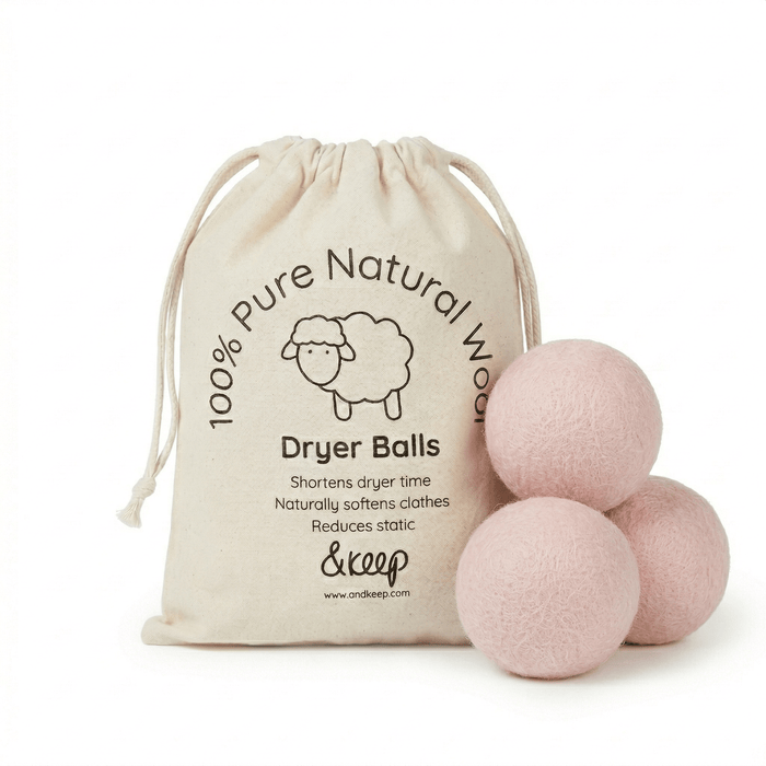 Wool Dryer Balls - Pink Set of 3 & Storage Bag