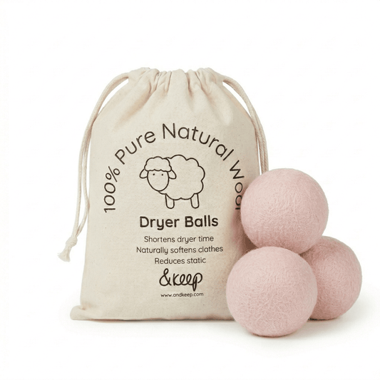 Wool Dryer Balls - Pink Set of 3 & Storage Bag