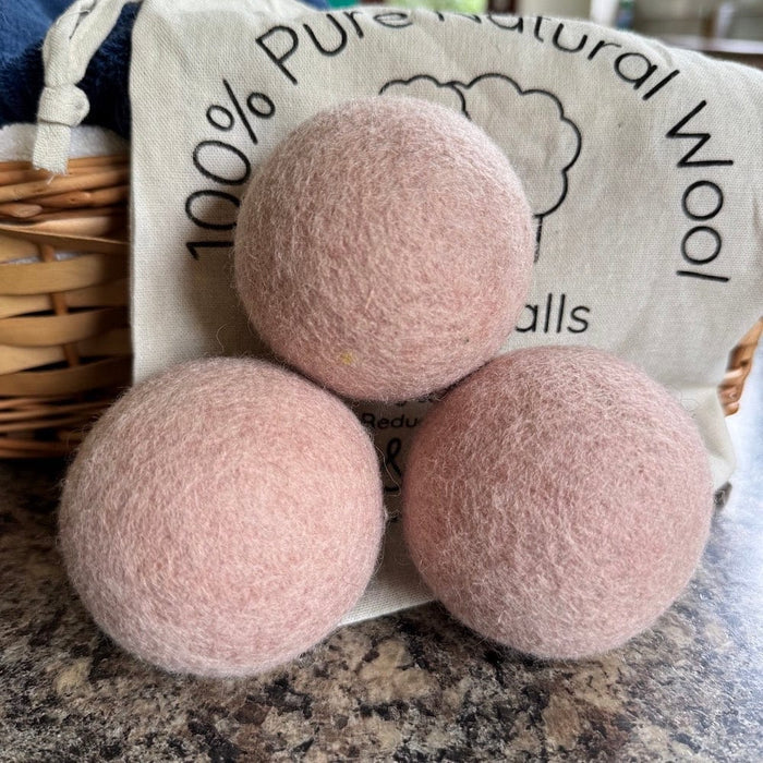 Wool Dryer Balls - Pink Set of 3 & Storage Bag &Keep