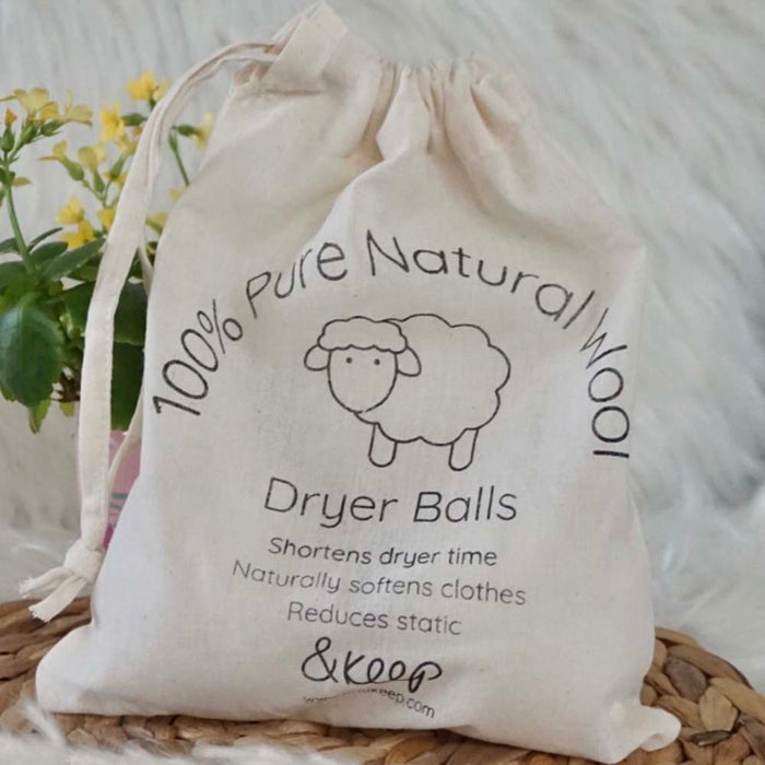 Wool Dryer Balls - Set of 3 & Storage Bag &Keep