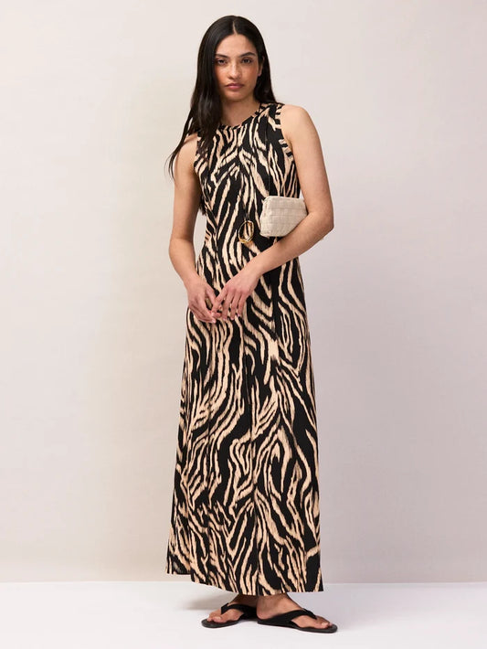 Zebra Print Seam Detail Jersey Dress Resort Summer