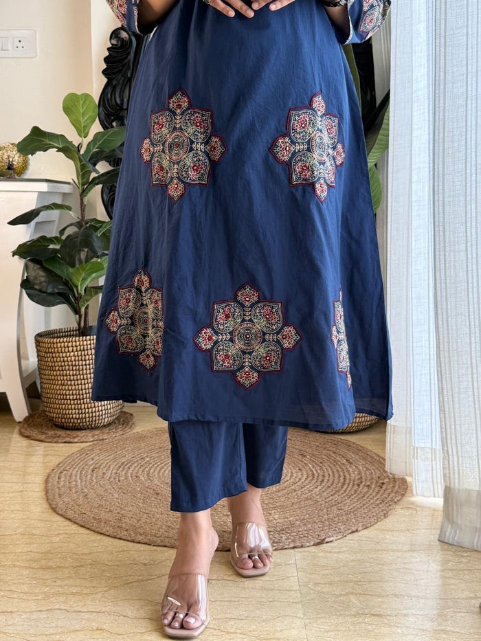Zimmar Patchwork Flared Suit- Blue