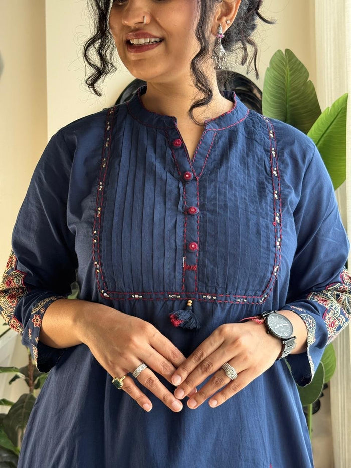 Zimmar Patchwork Flared Suit- Blue